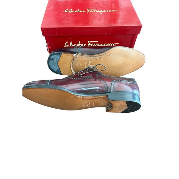 Salavatore Ferragamo Bordeaux Red Calf Cap Toe oxford work business  11 - Picture 4 of 11